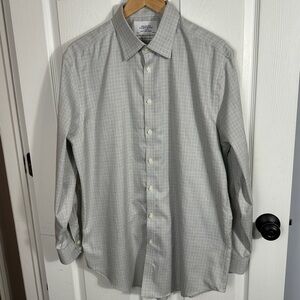 Charles Tyrwhitt men's dress shirt, gray/white/ 17/35, extra slim fit, cotton